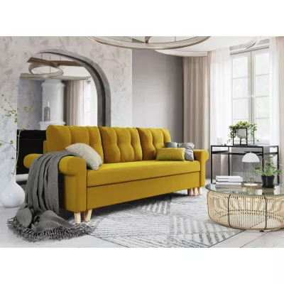 Třímístná rozkládací pohovka NAFETA - žlutá