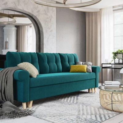 Třímístná rozkládací pohovka NAFETA - tyrkysová