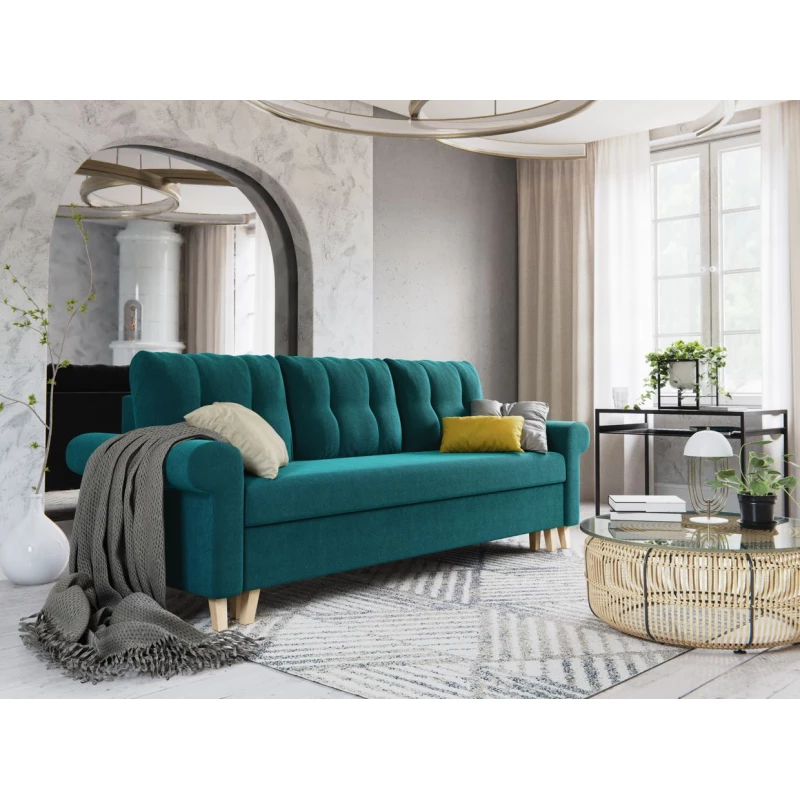 Třímístná rozkládací pohovka NAFETA - tyrkysová