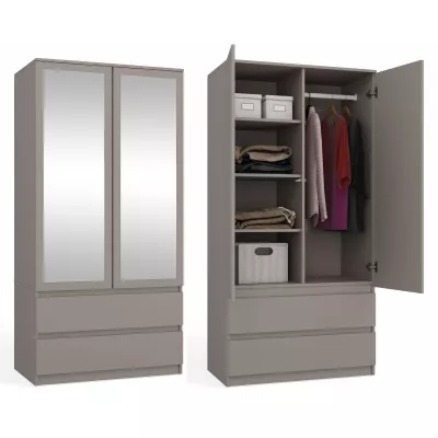 Šatní skříň do předsíně 90 cm se zrcadlem TAAVI - šedá