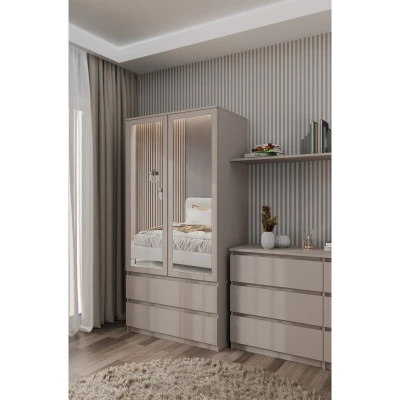 Šatní skříň do předsíně 90 cm se zrcadlem TAAVI - šedá