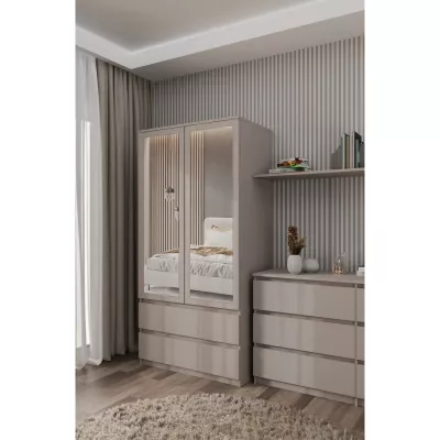 Šatní skříň do předsíně 90 cm se zrcadlem TAAVI - šedá