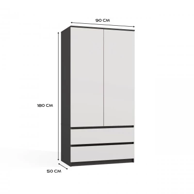 Šatní skříň do předsíně 90 cm TAAVI - antracitová / bílá