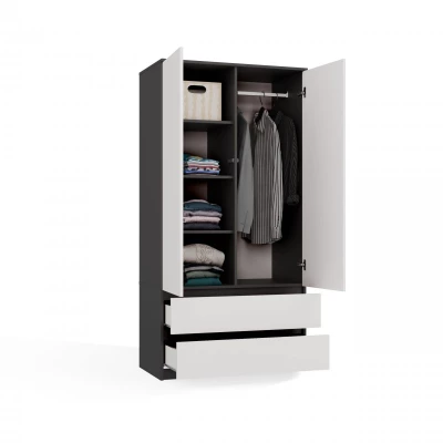 Šatní skříň do předsíně 90 cm TAAVI - antracitová / bílá