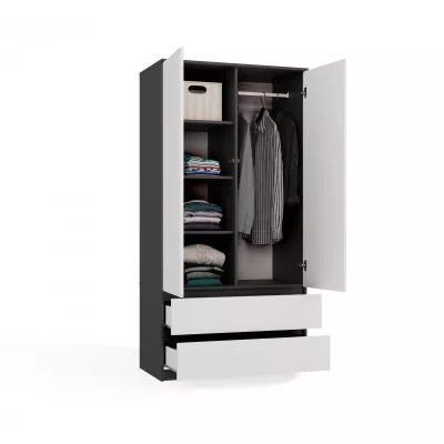 Šatní skříň do předsíně 90 cm TAAVI - antracitová / bílá