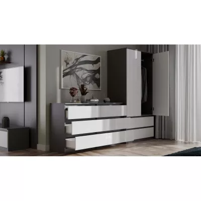 Šatní skříň do předsíně 90 cm TAAVI - antracitová / bílá