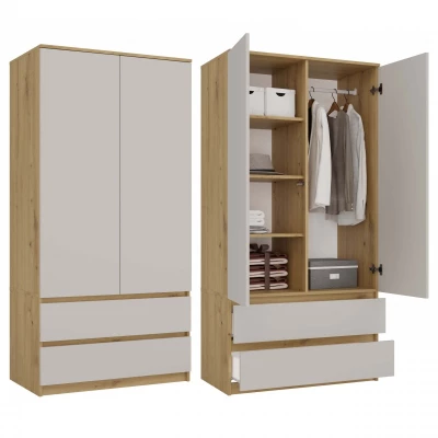 Šatní skříň do předsíně 90 cm TAAVI - dub artisan / kašmír
