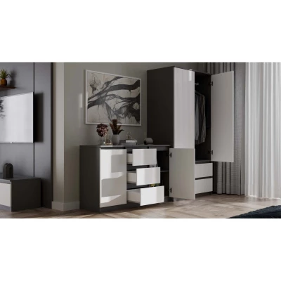 Šatní skříň do předsíně 90 cm TAAVI - antracitová / bílá