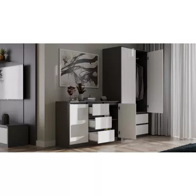 Šatní skříň do předsíně 90 cm TAAVI - antracitová / bílá