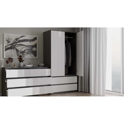 Šatní skříň do předsíně 90 cm TAAVI - antracitová / bílá