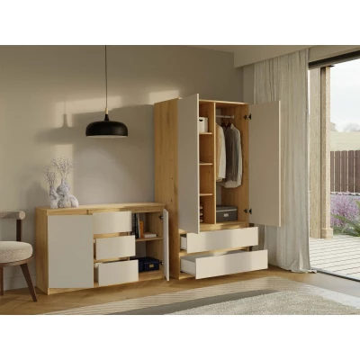 Šatní skříň do předsíně 90 cm TAAVI - dub artisan / kašmír