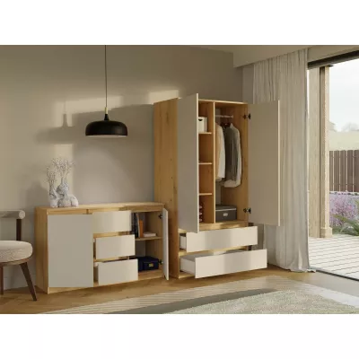 Šatní skříň do předsíně 90 cm TAAVI - dub artisan / kašmír