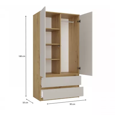Šatní skříň do předsíně 90 cm TAAVI - dub artisan / kašmír