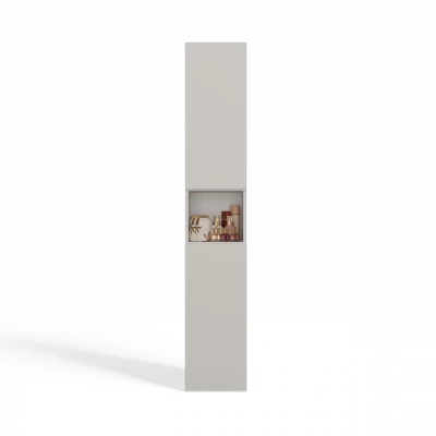 Koupelnová úzká skříňka 31 cm s košem na prádlo ATSO 8 - kašmír