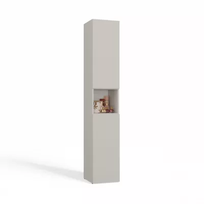 Koupelnová úzká skříňka 31 cm s košem na prádlo ATSO 8 - kašmír