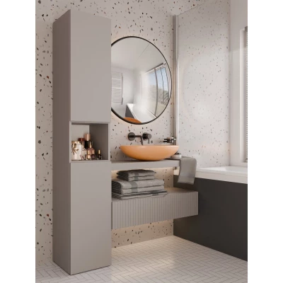 Koupelnová úzká skříňka 31 cm s košem na prádlo ATSO 8 - šedá