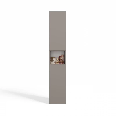 Koupelnová úzká skříňka 31 cm s košem na prádlo ATSO 8 - šedá