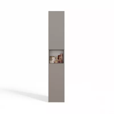 Koupelnová úzká skříňka 31 cm s košem na prádlo ATSO 8 - šedá