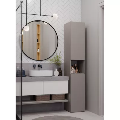 Koupelnová úzká skříňka 31 cm s košem na prádlo ATSO 8 - šedá