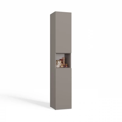 Koupelnová úzká skříňka 31 cm s košem na prádlo ATSO 8 - šedá