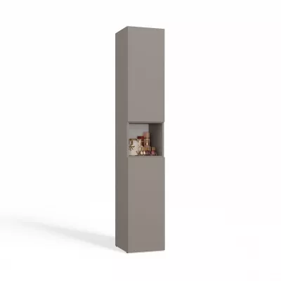 Koupelnová úzká skříňka 31 cm s košem na prádlo ATSO 8 - šedá