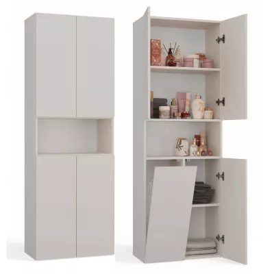 Koupelnová skříňka 60 cm s košem na prádlo a poličkou ATSO 6 - kašmír