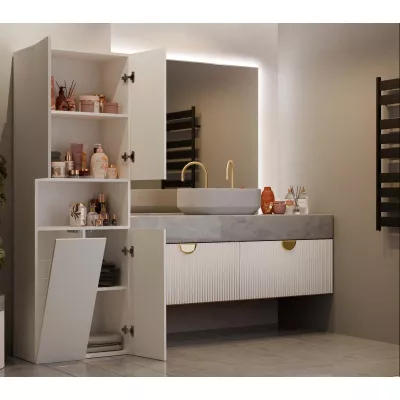 Koupelnová skříňka 60 cm s košem na prádlo a poličkou ATSO 6 - kašmír