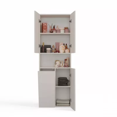 Koupelnová skříňka 60 cm s košem na prádlo a poličkou ATSO 6 - kašmír