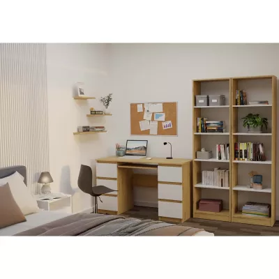 Úzká knihovna RAUNO - 50 cm, dub artisan / bílá