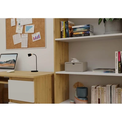 Úzká knihovna RAUNO - 80 cm, dub artisan / bílá