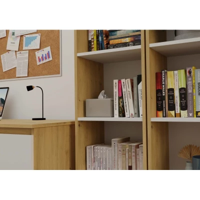 Úzká knihovna RAUNO - 40 cm, dub artisan / bílá