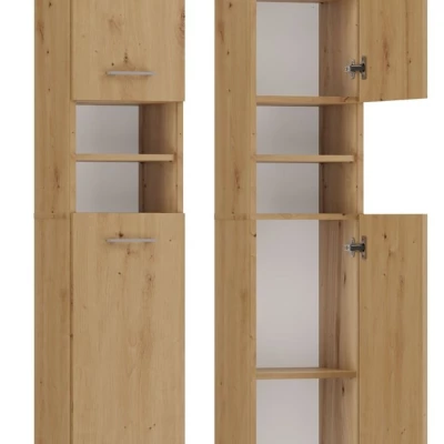 Úzká koupelnová skříňka JANNO - dub artisan