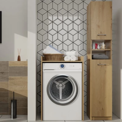 Úzká koupelnová skříňka JANNO - dub artisan