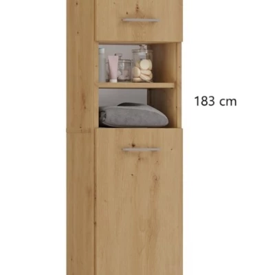 Úzká koupelnová skříňka JANNO - dub artisan