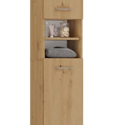 Úzká koupelnová skříňka JANNO - dub artisan