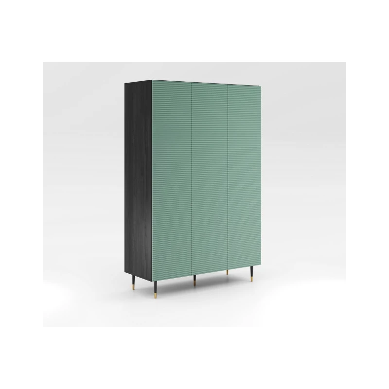 Třídveřová šatní skříň 135 cm MILIONA - pistáciová zelená / šedá