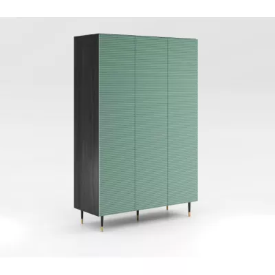 Třídveřová šatní skříň 135 cm MILIONA - pistáciová zelená / šedá