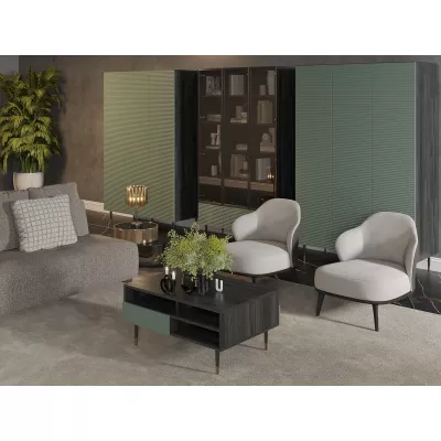 Třídveřová šatní skříň 135 cm MILIONA - pistáciová zelená / šedá