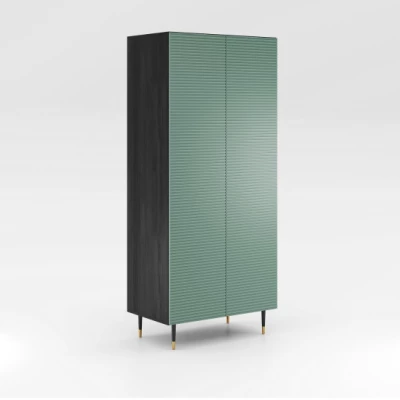 Dvoudveřová šatní skříň 90 cm MILIONA - pistáciová zelená / šedá