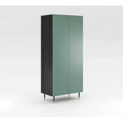 Dvoudveřová šatní skříň 90 cm MILIONA - pistáciová zelená / šedá