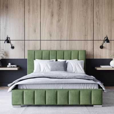 Čalouněná postel 120x200 MANUELA 2 s úložným prostorem - zelená