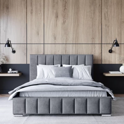 Čalouněná postel 180x200 MANUELA 2 s úložným prostorem - šedá