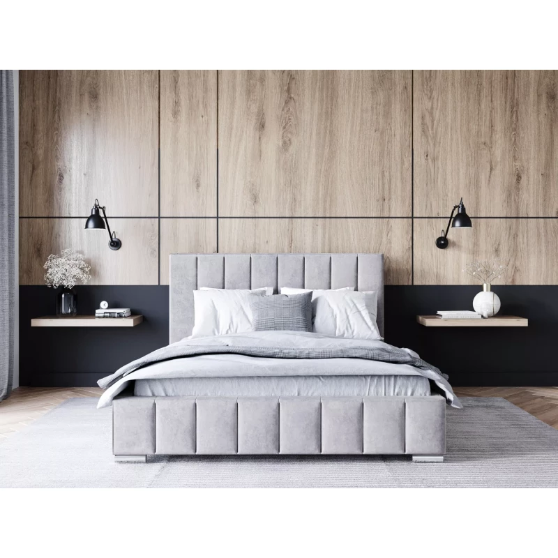 Čalouněná postel 180x200 MANUELA 2 s úložným prostorem - světle šedá