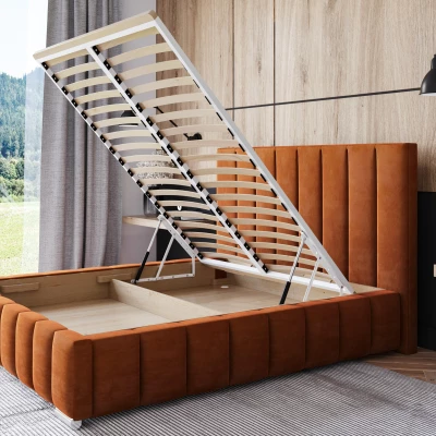 Čalouněná postel 180x200 MANUELA 1 s úložným prostorem - světle šedá
