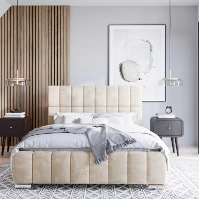 Moderní postel 120x200 ARLETE 2 s úložným prostorem - smetanová