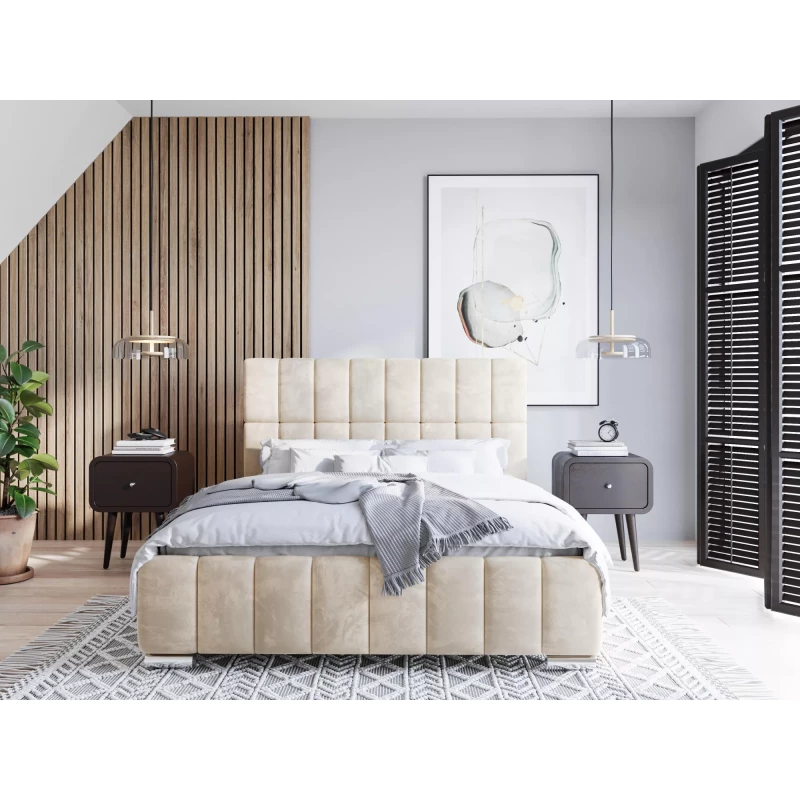 Moderní postel 120x200 ARLETE 2 s úložným prostorem - smetanová