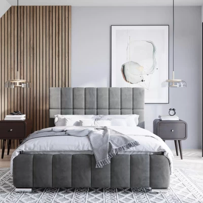 Moderní postel 180x200 ARLETE 2 s úložným prostorem - šedá