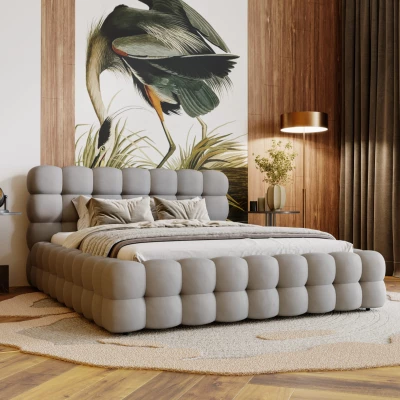 Manželská postel 200x200 MAFALDA 2 - světle šedá