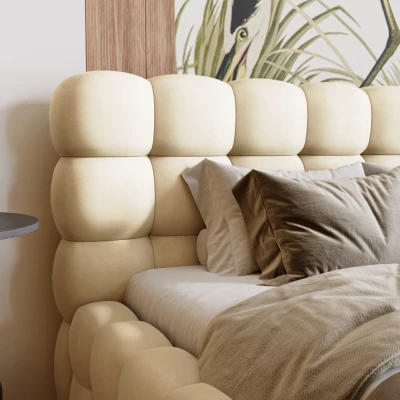 Manželská postel 200x200 MAFALDA - vanilková