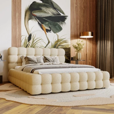 Manželská postel 200x200 MAFALDA - béžová